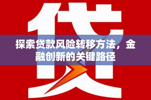 善化探索贷款风险转移方法，金融创新的关键路径