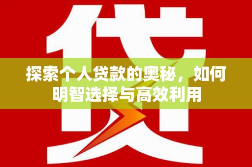 善化探索个人贷款的奥秘，如何明智选择与高效利用