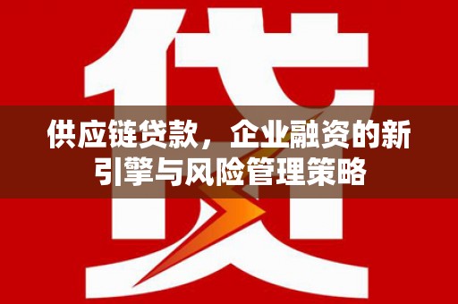 善化供应链贷款，企业融资的新引擎与风险管理策略