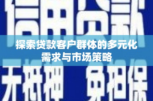 善化探索贷款客户群体的多元化需求与市场策略