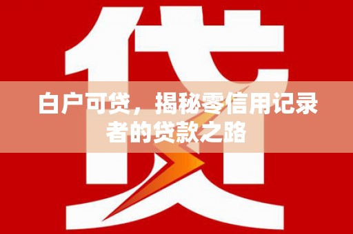 善化白户可贷，揭秘零信用记录者的贷款之路