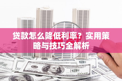 善化贷款怎么降低利率？实用策略与技巧全解析